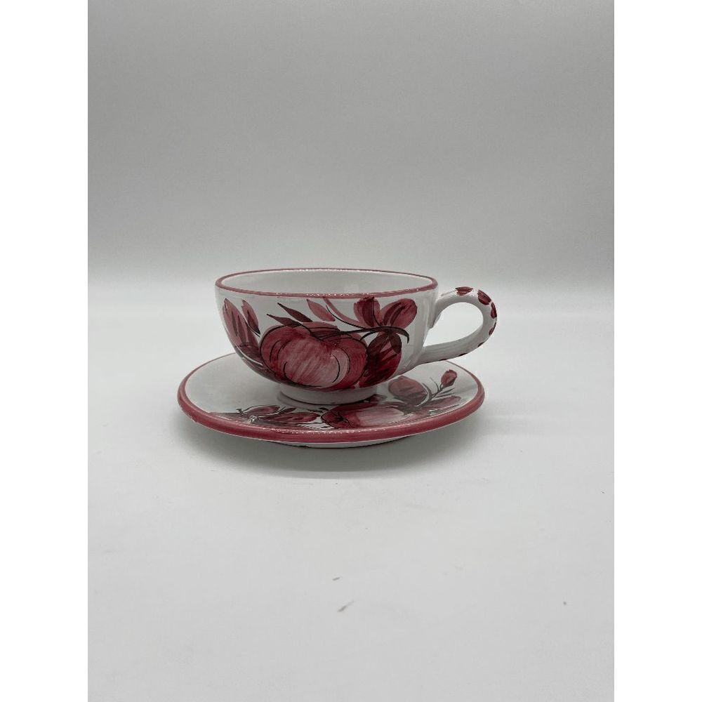 Ceramic Cup and Saucer Italian Pottery Hand Painted Large Cup Multicolored - Picture 2 of 6